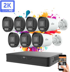 Uniview 7 kamerás IP kamera rendszer 4MP színes éjszakai látással