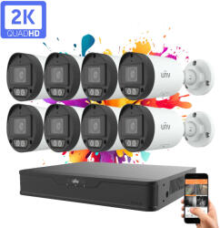 Uniview 8 kamerás IP kamera rendszer 4MP színes éjszakai látással