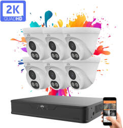 Uniview 6 dome kamerás IP kamera rendszer 4MP színes éjszakai látással