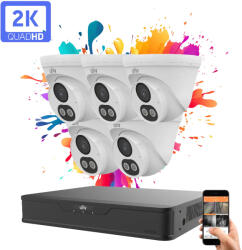 Uniview 5 dome kamerás IP kamera rendszer 4MP színes éjszakai látással