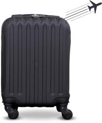 Leonardo Da Vinci LEONARDO DA VINCI Kabinbőrönd 39x29x18.5 cm XS méret bordázott, kivehető kerékkel - Fekete (700_Black)