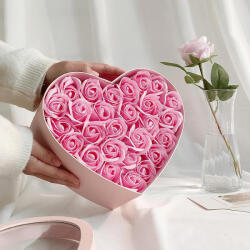  Szív formájú ajándékdoboz rózsákkal - Rózsaszín (heartbox_roses_pink)