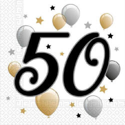 20 darabos papír szalvéta - Happy Birthday 50. születésnap - Lufikkal