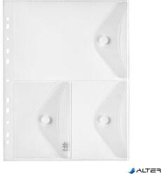 VIQUEL Irattartó tasak, A4, PP, patentos, 3 rekeszes, VIQUEL 'Pockets', áttetsző (478016-08)