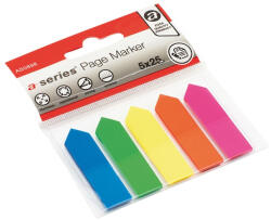 A-series Jelölőcímke 12x44mm, 5x25lap, nyíl, műanyag A-series kék, zöld, sárga, pink, narancssárga - vegyesbolt