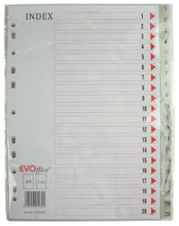 EVOffice Elválasztólap, műanyag 20 részes EVO