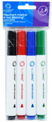 BLUERING Flipchart marker készlet, rostirón vizes kerek végű 3mm, Bluering®, 4 klf. szín - vegyesbolt