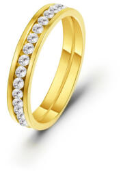Körben kristályos nemesacél gyűrű gold - 51, 8 mm