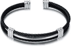 Nemesacél sodronyos karkötő whitegold-black