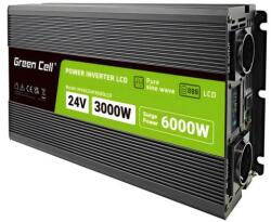 Green Cell Инвертор green cell, 24/220v, dc/ac, 3000w/6000w, чиста синусоида (gc-inv-24v-3000w-p3000lcd) - Allstore