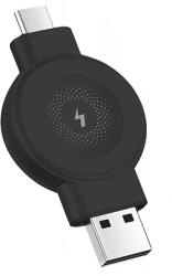 XO CX026 vezeték nélküli óratöltő, USB-A/C, fekete (WATCHCH-CX026-BK) (WATCHCH-CX026-BK)