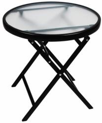 divero Masă de depozitare cu blat din sticlă, neagră, Ø 45 cm, oțel (GM36492)