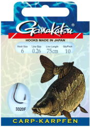 Gamakatsu Carlige legate Gamakatsu Carp LS-3320 NS Black nr. 8 0.24mm 75cm 10buc (GK.140311.8.24)