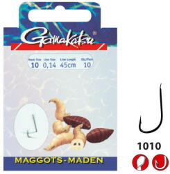 Gamakatsu Carlige legate Gamakatsu Maggots LS-1010 Bronze nr. 10 0.14mm 60cm 10buc (GK.140143.10.14)
