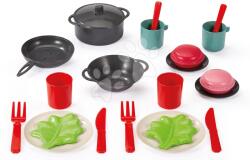 Ecoiffier Coș de picnic cu set de prânz 100% Chef Écoiffier 23 cm cu oală tigaie tacâmuri și macarons 22 piese de la 18 luni (ECO10982) Bucatarie copii