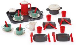 Ecoiffier Set de masă cu aparat de cafea 100% Chef Écoiffier 35 piese pe tavă cu farfurii tacâmuri și oală de la 18 luni (ECO10972) Bucatarie copii