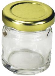 Gastro Befőttes üveg 41 ml, 8 darabos készlet, kerek, átlátszó, arany fedéllel