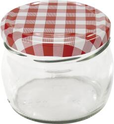 Gastro Befőttesüveg, 6 darabos készlet, átlátszó, gömbölyű, kockás fedél, űrtartalom: 0, 25 liter, TO: 82
