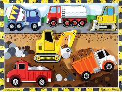 Melissa & Doug Puzzle din lemn Melissa & Doug - Utilaje de construcții, 6 piese (13726)