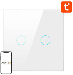 Avatto ZTS02-EU-W2 ZigBee okosvilágítás kapcsoló, 2 utas, TUYA, fehér (ZTS02-EU-W2)