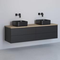 Kronenbach Cube szekrény pulttal 161x48.7x44.5 cm mosdókagyló alá akasztható fekete-tölgy KBWTKOWT1614SMGH