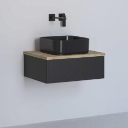 Kronenbach Cube szekrény pulttal 61x48.7x44.5 cm mosdókagyló alá akasztható fekete-tölgy KBWTKOWTL611SMGH