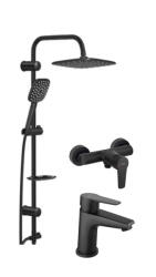 FERRO Set de dus Negru mat Tempoline Robot+Baterie dus Ferro BTR7BL+Baterie lavoar BTR2BL