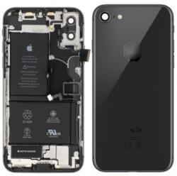 Apple iPhone SE 2020 középső keret akkufedéllel, kamera lencsével Fekete (akkumulátorral és töltő csatlakozós átvezető fóliával szerelt) Gyári Grade A