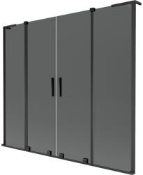 Mexen Velar L Duo, 2 szárnyas eltolható kádparaván 180 x 150 cm, 8mm szürke üveg, fekete matt, 896-180-003-42-70 (896-180-003-42-70)