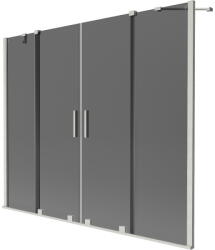 Mexen Velar Duo, 2 szárnyas eltolható kádparaván 180 x 150 cm, 8mm szürke üveg, csiszolt acél, 896-180-000-42-97 (896-180-000-42-97)