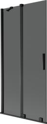 Mexen Velar, 2 szárnyas eltolható kádparaván 90 x 150 cm, 8mm szürke üveg, fekete matt, 896-090-000-41-70 (896-090-000-41-70)