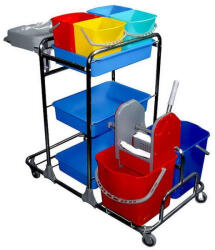  Kombi takarítókocsi krómvázas 2x25literes + 4x5literes vödör (KA917YK)