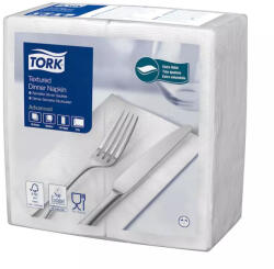 Tork szalvéta textilhatású Dinner, 39, 5X39, 5cm, FEHÉR, 1/8 hajtás, 50 lap/csg, 20csg/karton (509420)