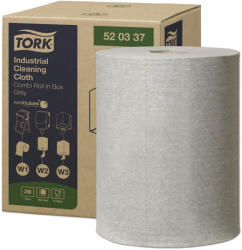 Tork ipari tisztítókendő, dobozos kombi tekercses W1/W2/W3 Premium, szürke, 1r. , 148, 2m/390lap/tek (520337)