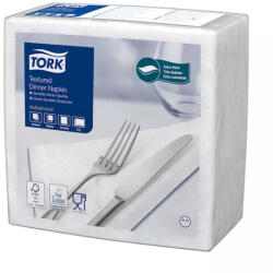Tork szalvéta texturált Dinner, 39, 5X39cm, FEHÉR, 1/4 hajtás, 50 lap/csg, 20csg/karton (509414)