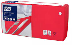 Tork szalvéta Soft Lunch 33/3, PIROS, 150lap/csg, 10csg/karton (477861)
