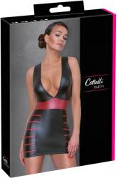 Cottelli Collection Party - csíkos, testre simuló ruha (fekete-vörös) (27178831041) - shop