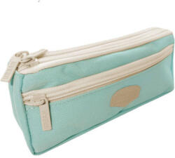 Scool Collection Scool cipzáras bedobálós tolltartó zsebbel - 3 rekeszes 21x5, 5 cm - türkizkék (FR-SC2576)