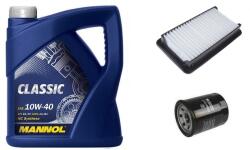 Mannol Suzuki Sx4 olajcsere szett 1.5-1.6 benzin 2009.08-ig levegőszűrő, olajszűrő, Mannol Defender, Mannol Classic 10w40 4L (13780-79J00, 16510-61A01)