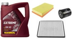 Mannol Suzuki Wagon R olajcsere szett 1.3 G13BB motorszám, levegőszűrő, olajszűrő, pollenszűrő, Mannol Extreme 5w40 4L (13780-83E00, 16510-61A01, 95860-78F10)