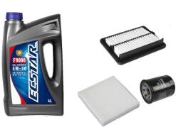 ECSTAR Suzuki S-Cross, Suzuki Vitara II olajcsere szett 1.0 benzines K10C 82Kw benzin levegőszűrő, olajszűrő, pollenszűrő, ECSTAR gyári motorolaj 5w30 4L (99000-21E70-047, 13780-50R00 (JFA844S), N1316004, 95