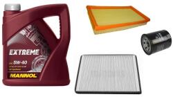 Mannol Suzuki Ignis olajcsere szett 1.3-1.5 benzin levegőszűrő, olajszűrő, pollenszűrő, Mannol Extreme 5w40 4L (13780-86G00, 16510-61A01, 95860-78F10)