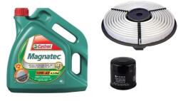 Castrol Suzuki Swift olajcsere szett 1.3 8 szelep G13BA motorszám, 2003-ig, levegőszűrő, olajszűrő, Castrol Magnatec 10w40 olaj (13780-86000, 16510-82703)