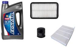 ECSTAR Suzuki Splash olajcsere szett 1.0-1.2 levegőszűrő, olajszűrő, pollenszűrő, Suzuki gyári motorolaj ECSTAR 5W30 4 Liter (99000-21E70-047, 13780-73KA0, J1316004, UFI 23.255. 00, 95860-51K00) FIGYELEM: Ty