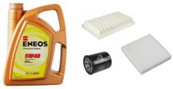 Eneos Suzuki Swift IV 2010.10-2017.05 olajcsere szett 1.2 benzin levegőszűrő, olajszűrő, pollenszűrő, Eneos Premium Hyper 5w40 4L (13780-69L0, 16510-61A31-A21, 95860-62J00)