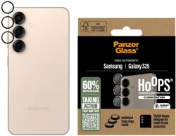 Panzer Hoops Lens Protector edzett üveg kamera lencse védő fólia átlátszó-fekete szegéllyel Samsung Galaxy S25