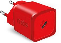 SBS TETRGAN1C20R hálózati töltő 1xUSB-C csatlakozással 20W GaN PD - piros