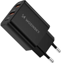 Wozinsky CWCUCB hálózati töltő 2xUSB-A és 1xUSB-C csatlakozással 30W 3A - fekete