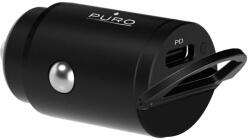 PURO Mini autós töltő 1xUSB-C csatlakozással 20W - fekete
