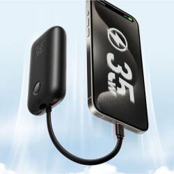 VEGER K1 (W1188) powerbank 2xUSB-A csatlakozással beépített Type-C és Lightning kábellel 10000mAh 35W PD QC3.0 - fekete